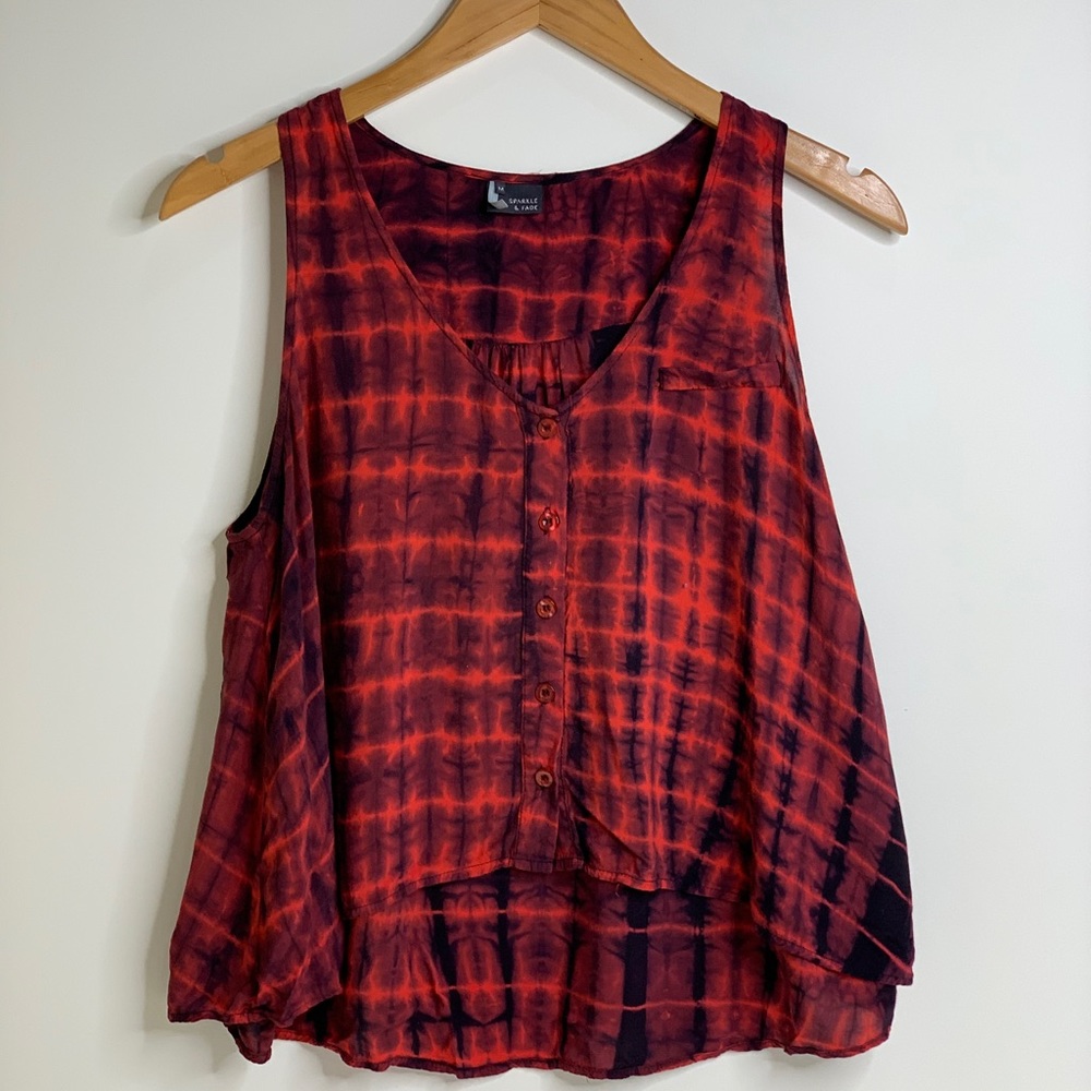 Red & Black tie dye crop top